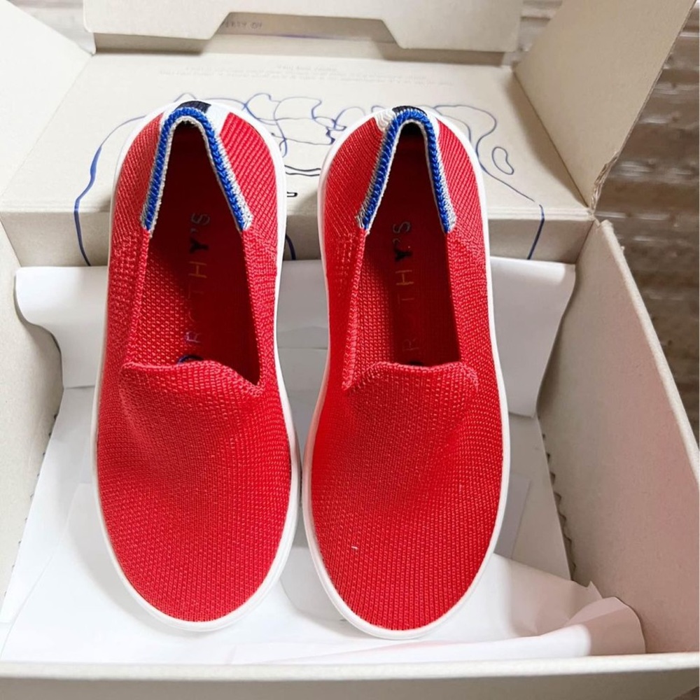 NEW with Box Rothy’s Slip On Kids Mesh Sneaker Shoe, Red, 10C